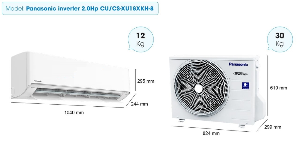 Máy lạnh Panasonic 2.0 HP Inverter CU/CS-XU18XKH-8 - Giá tại kho
