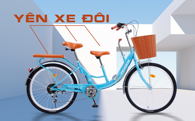 Xe đạp Tekko cho mẹ và bé C250 bánh 24 inch, có 7 tốc độ đạp cực nhẹ