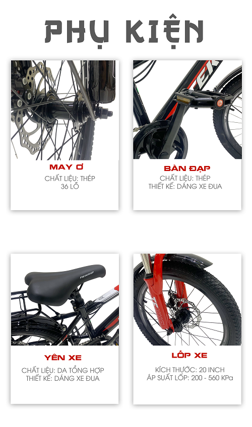 Xe đạp Tekko thể thao trẻ em Legend L200 cỡ bánh 20 inch (Phù hợp với bé từ 6 đến 10 tuổi)