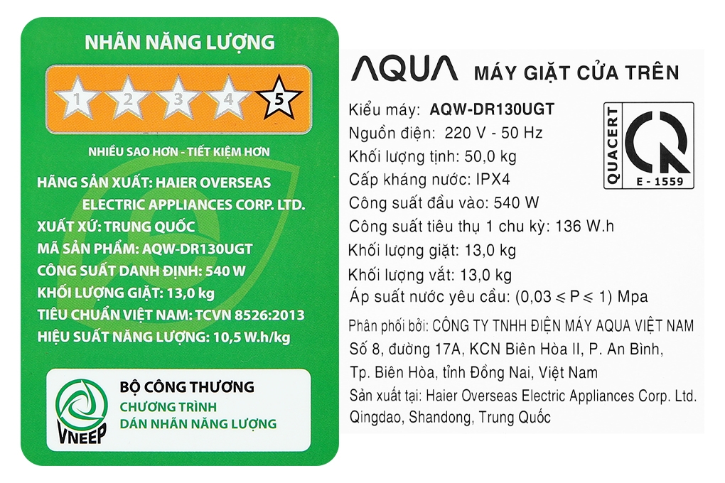 Máy giặt Aqua Inverter 13 kg AQW- DR130UGT PS