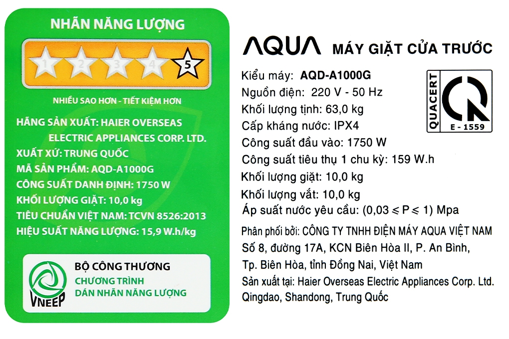Máy giặt Aqua Inverter 10 KG AQD-A1000G S