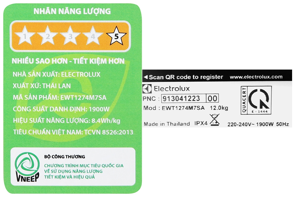 Máy giặt Electrolux Inverter 12 kg EWT1274M7SA