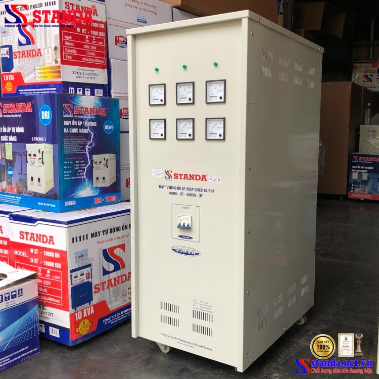 ỔN ÁP STANDA 45KVA DẢI 260V – 430V THẾ HỆ MỚI DÂY ĐỒNG