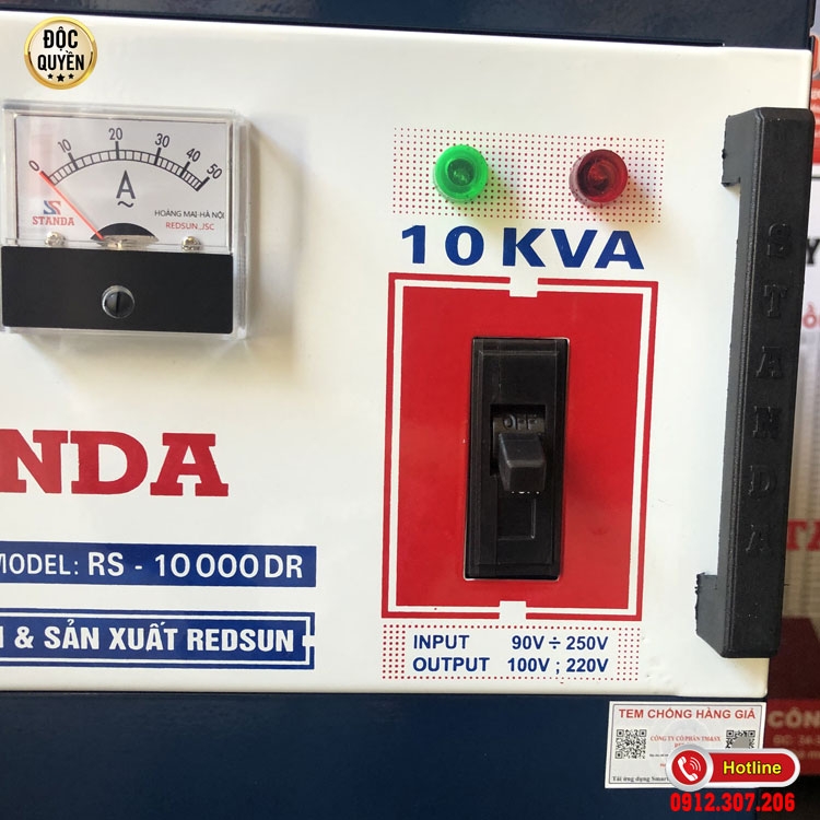 ỔN ÁP 10KVA STANDA DẢI 90V~250V 2 Ổ CẮM NEW 2022