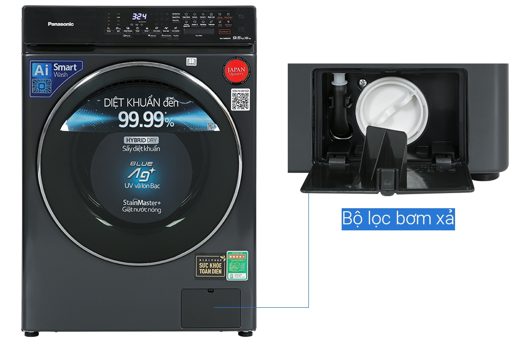Máy giặt sấy Panasonic Inverter 9.5 kg NA-S956FR1BV