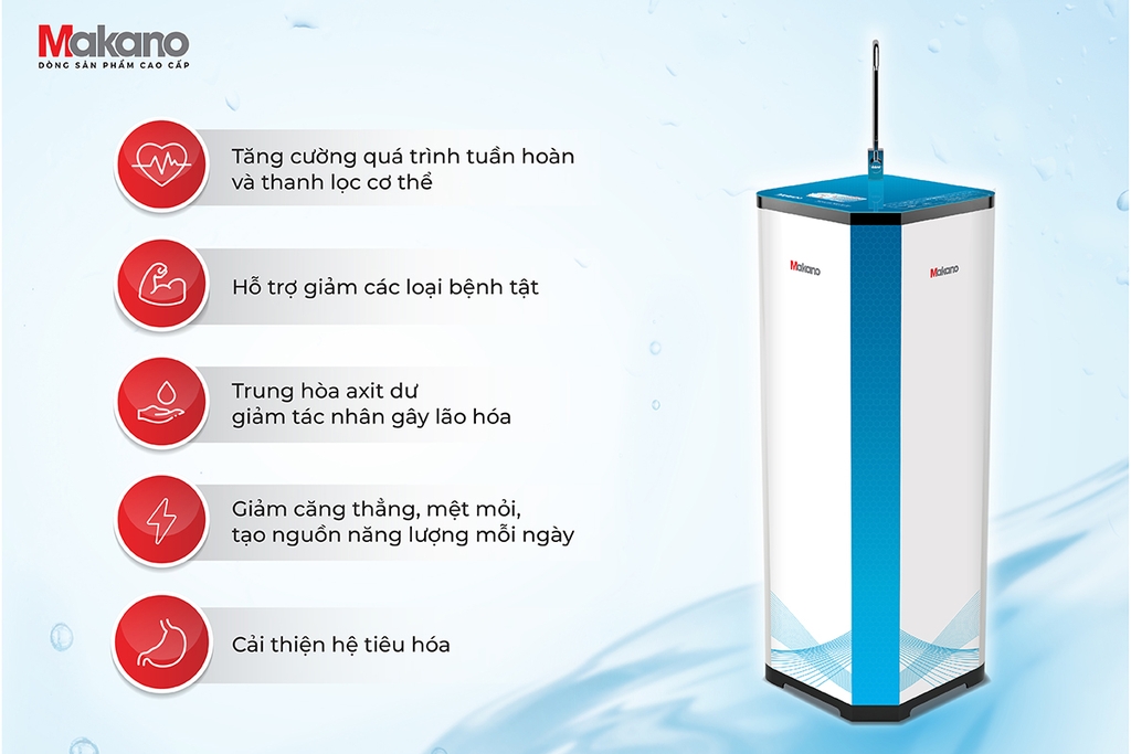 Máy lọc nước Ion kiềm giàu Hydrogen Makano MKW-43608I