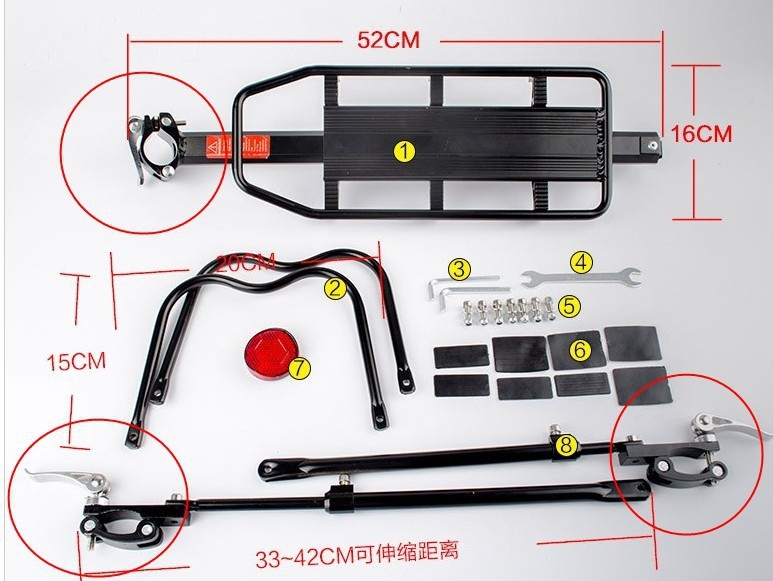 Ba ga xe đạp, gác baga xe đạp, chất liệu hợp kim nhôm bắt cốt yên chắc chắn