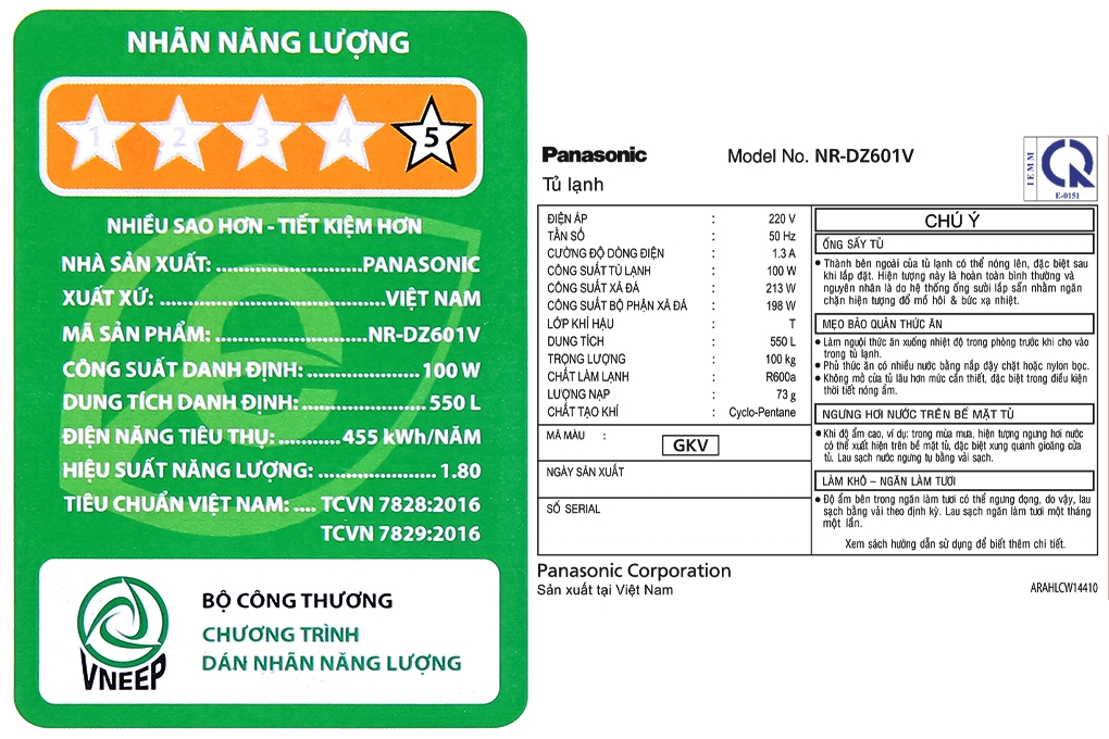 Tủ lạnh Panasonic Inverter 550 lít NR-DZ601VGKV