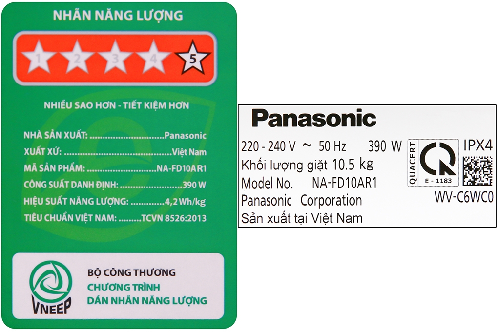 Máy giặt Panasonic Inverter 10.5 Kg NA-FD10AR1BV