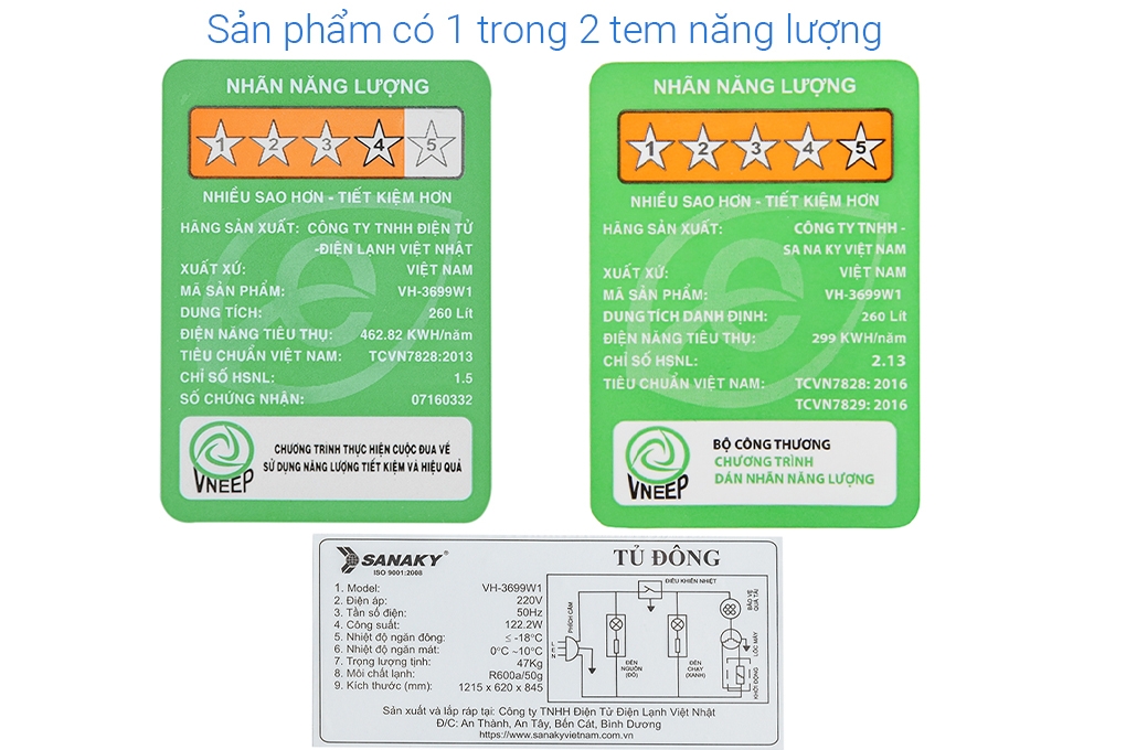 Tủ đông Sanaky 260 lít VH-3699W1