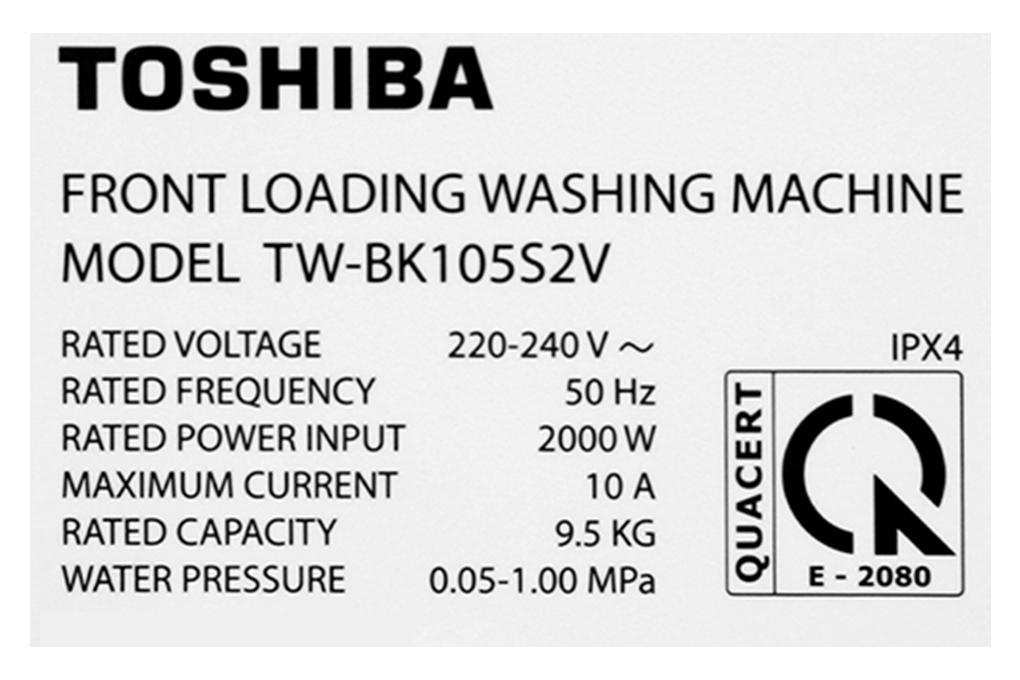 Máy giặt Toshiba Inverter 9.5 Kg TW-BK105S2V(WS)