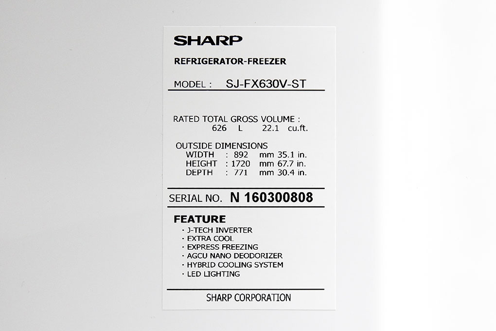 Tủ lạnh Sharp Inverter 556 lít SJ-FX630V-ST