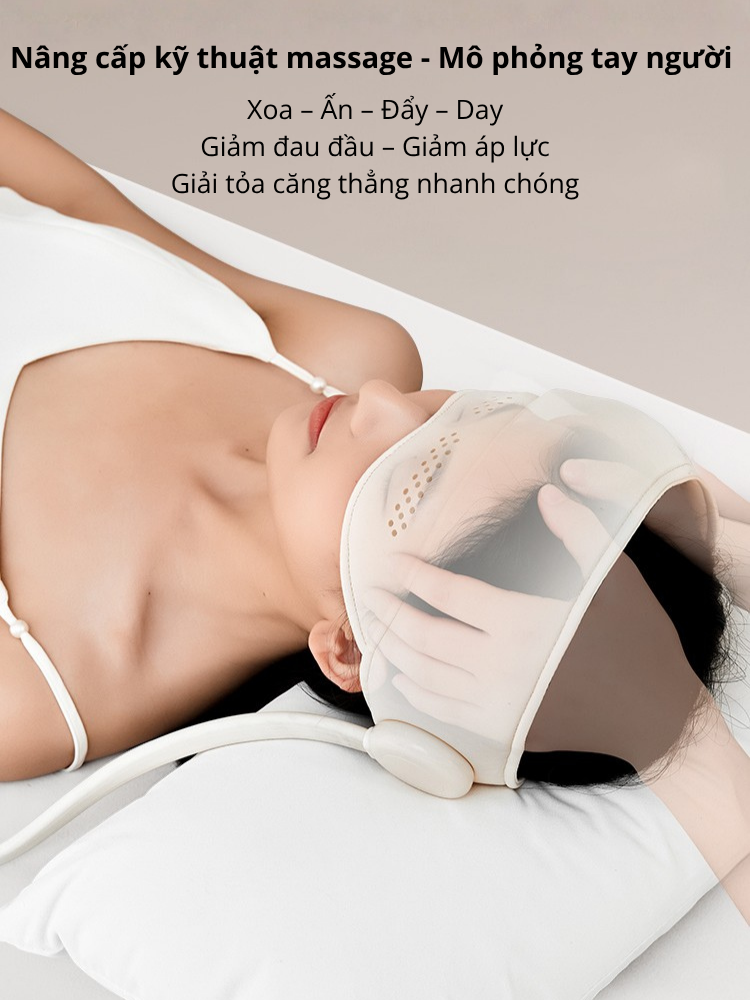 Máy Massage Đầu RULAX Thông Minh Túi Khí 6 Điểm Kết Hợp Nhiệt Nóng, Xoa Bóp Thái Dương - BH 12 Tháng