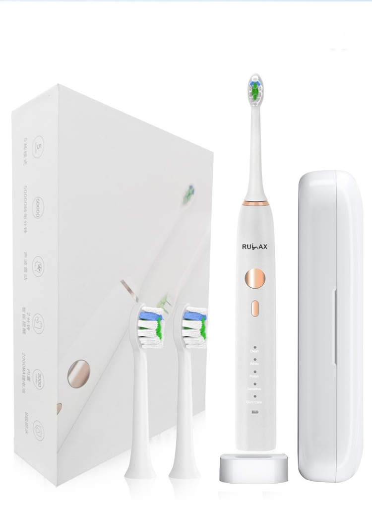 Bàn Chải Điện RULAX RL15 Công Nghệ Sóng Âm, Chải Sạch Mảng Bám - Tặng 2 Đầu Bàn Chải+ Hộp Đựng |BH 12 tháng|