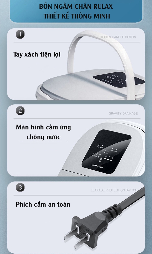 Bồn Ngâm Chân Massage Có Thể Gấp Gon Tiện Lợi, Giảm Đau Chân Cân Bằng Nhiệt. Bảo Hành 12