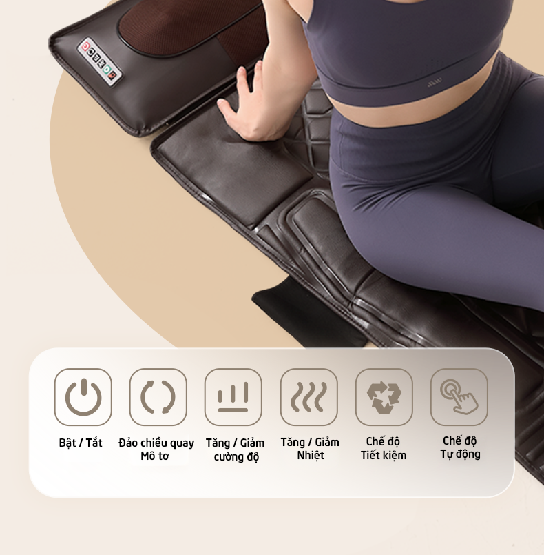 Đệm Massage toàn thân hồng ngoại RULAX đa điểm rung cao cấp phiên bản 2023- Chất liệu da cao cấp