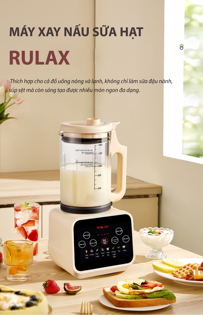 Máy Làm Sữa Hạt RULAX RL-22, Máy Xay Nấu Đa Năng Thể Tích 1.5 Lít, Công Suất 1000W