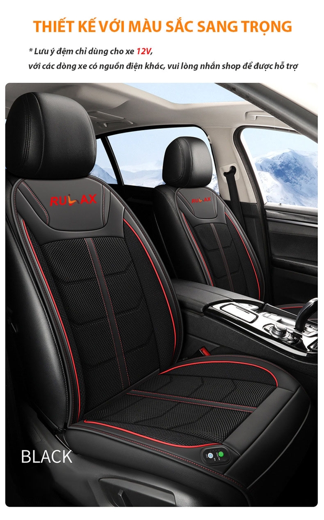 Đệm Làm Mát Ghế Ô Tô RULAX Có Chức Năng Massage - Đệm Điều Hòa, Tựa Lưng Ghế Ô Tô Giúp Giảm Mệt Mỏi Khi Lái Xe.