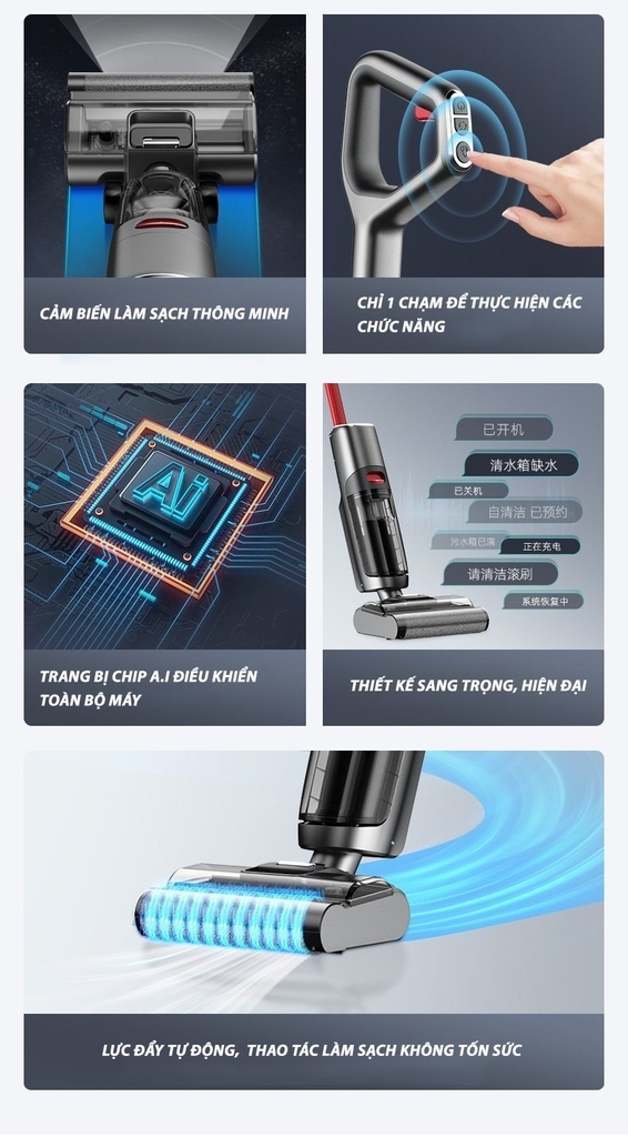 Máy Hút Bụi Lau Sàn RULAX T9,T7 Cao Cấp, Pin Tháo Rời, Tự Động Giặt Giẻ Lau