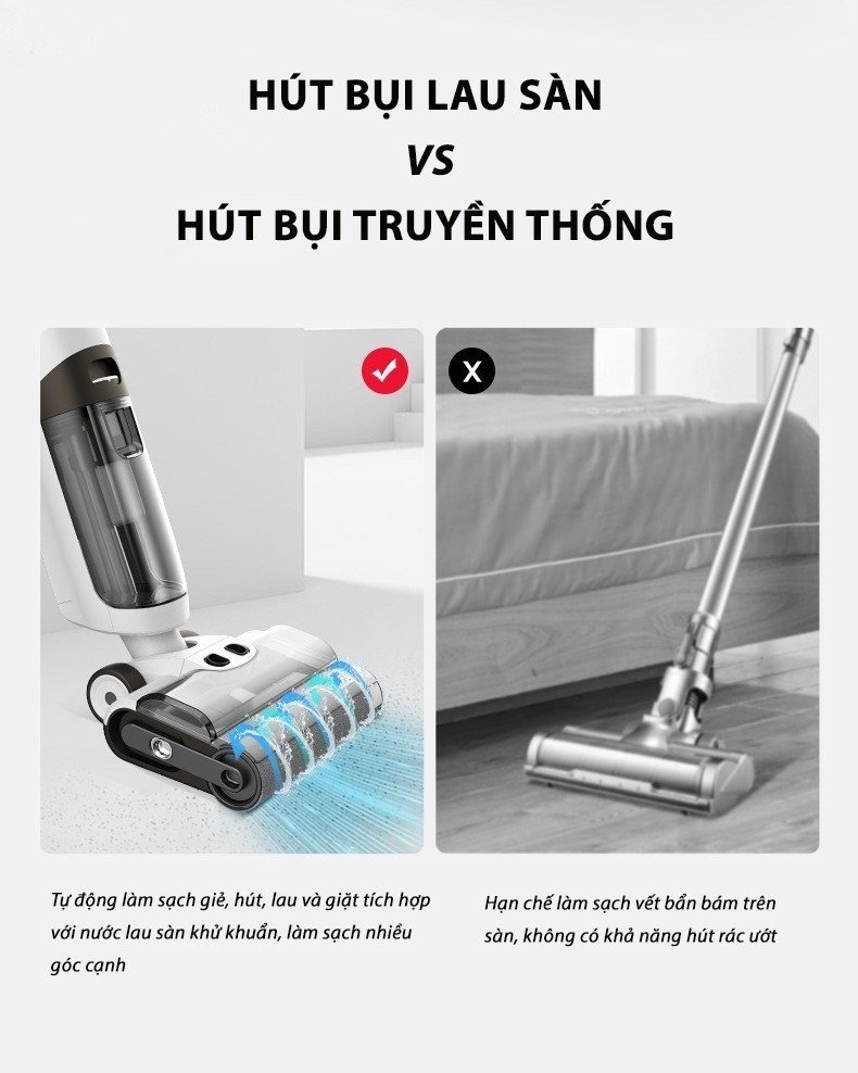 Máy Hút Bụi Lau Sàn RULAX T9,T7 Cao Cấp, Pin Tháo Rời, Tự Động Giặt Giẻ Lau