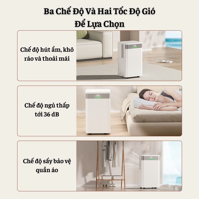 Máy Hút Ẩm Không Khí Công Suất 20L, Màn Hình Cảm Ứng, Khử Khuẩn Tạo Ion Âm |BH 12 Tháng|
