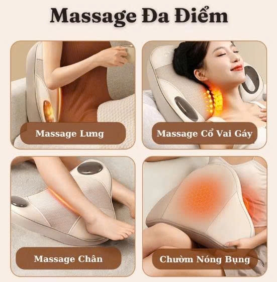 Gối Massage Hồng Ngoại Phiên Bản Sạc Pin Cao Cấp RL18 PLUS Mát Xa Đa Năng Giúp Giảm Đau Mỏi Hiệu Quả
