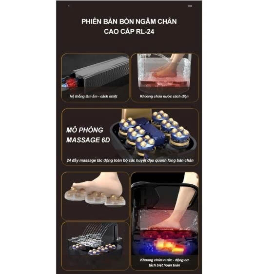 Bồn Massage Ngâm Chân RULAX Cao Cấp, Massage Chân Kết Hợp 4 Phương Pháp Massage, Có Thể Sử Dụng Kèm Thảo Dược RL-24