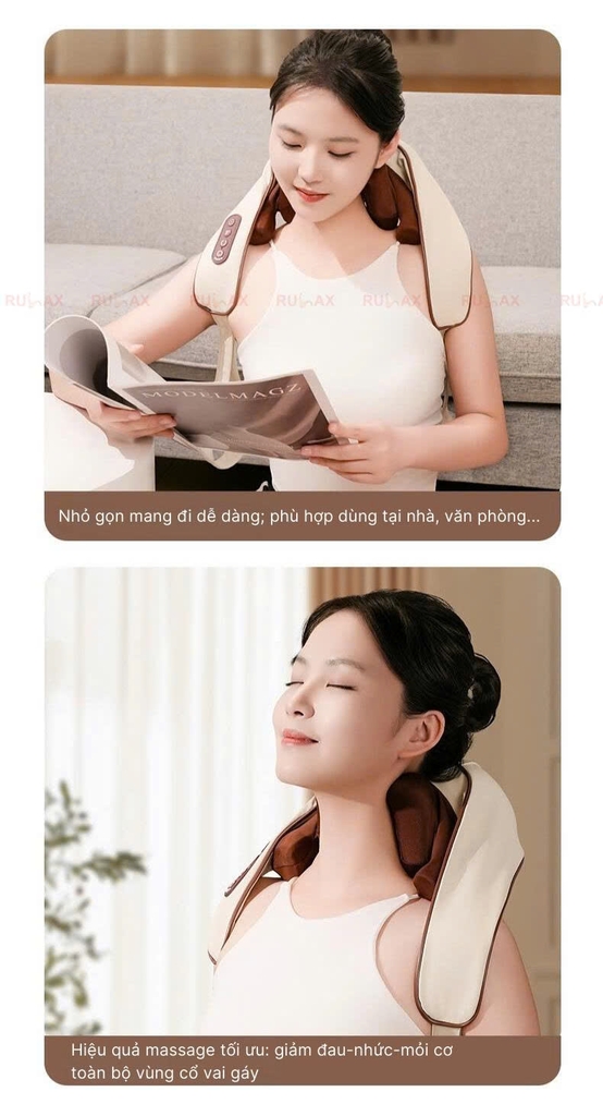 Máy Massage Cổ Vai Gáy Rulax RL20, Xoa Bóp 8D, Mô Phỏng Kỹ Thuật Massage Số 8, Cải Thiện Sức Khỏe
