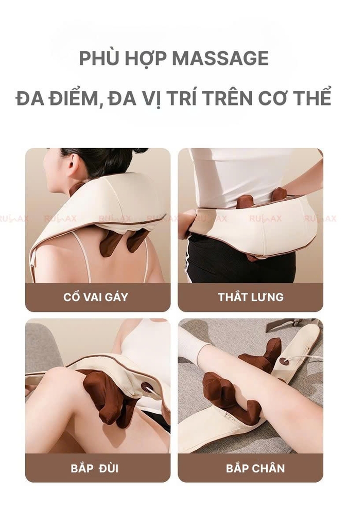 Máy Massage Cổ Vai Gáy Rulax RL20, Xoa Bóp 8D, Mô Phỏng Kỹ Thuật Massage Số 8, Cải Thiện Sức Khỏe