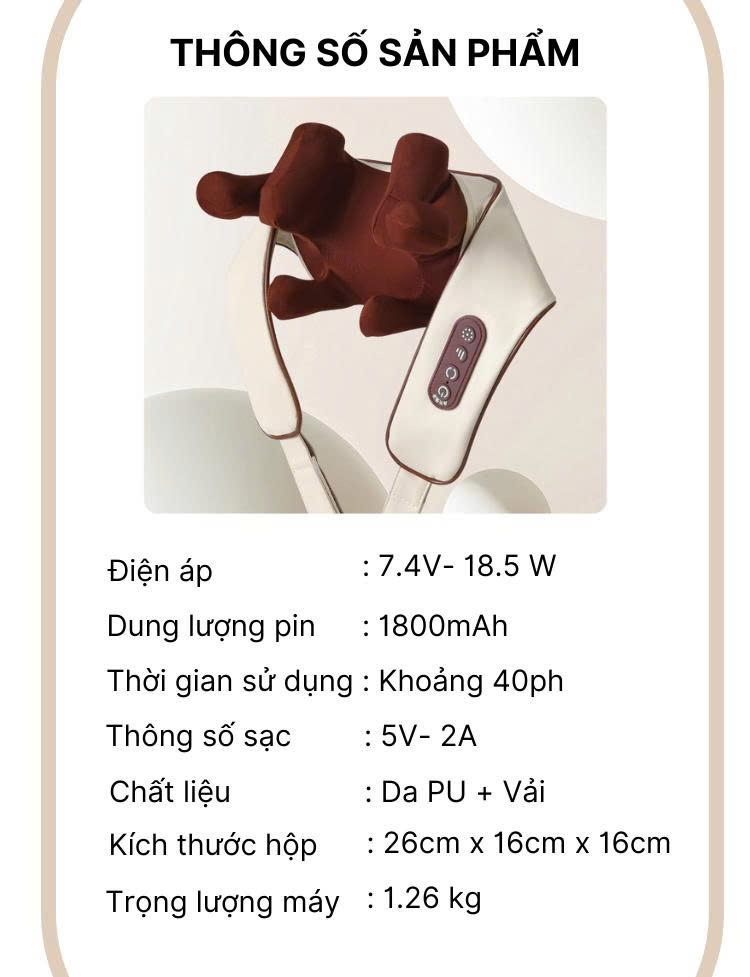 Máy Massage Cổ Vai Gáy Rulax RL20, Xoa Bóp 8D, Mô Phỏng Kỹ Thuật Massage Số 8, Cải Thiện Sức Khỏe