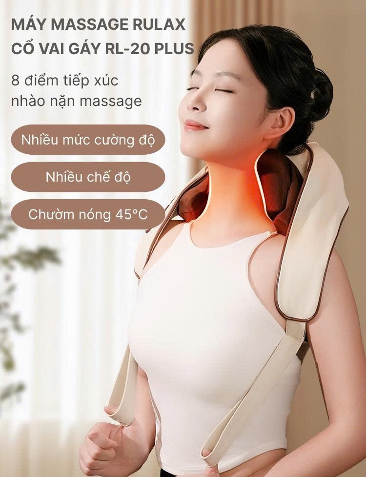 Máy Massage Cổ Vai Gáy Rulax RL20, Xoa Bóp 8D, Mô Phỏng Kỹ Thuật Massage Số 8, Cải Thiện Sức Khỏe