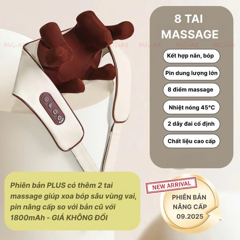 Máy Massage Cổ Vai Gáy Rulax RL20, Xoa Bóp 8D, Mô Phỏng Kỹ Thuật Massage Số 8, Cải Thiện Sức Khỏe