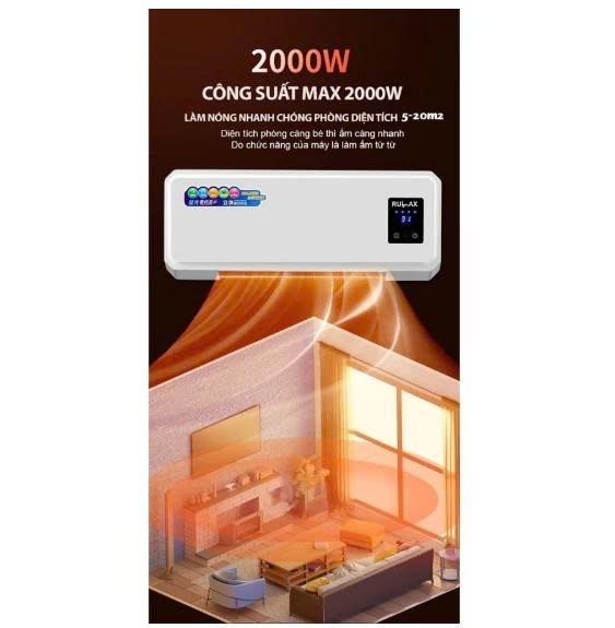 Máy Sưởi Gốm Ceramic Treo Tường Dùng Cho Nhà Tắm, Phòng Ngủ, Không Gây Khô Da - BH 24 Tháng