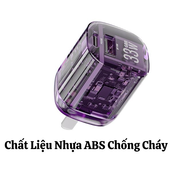 Bộ Sạc Nhanh 33W PD 2 Cổng Gấp Gọn  + Quick Charge 3.0 Dùng cho Samsung + Báo Mi Charge Turbo Cho Dòng Xiaomi
