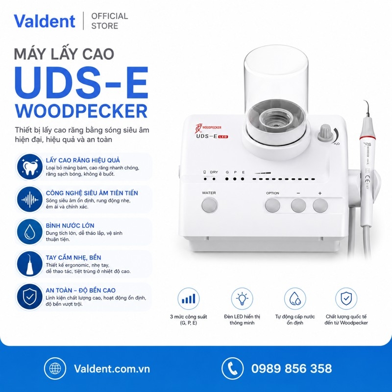Máy lấy cao răng (cạo vôi) UDS-E có đèn Led Woodpecker