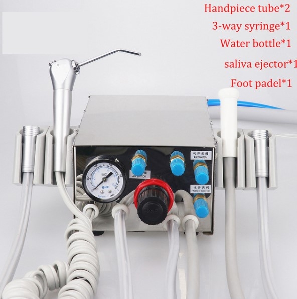 Combo 9: Máy nha khoa mini có 2 dây tay khoan , đầu hút nước bọt +Máy nén khí+Tay khoan nhanh+Tay khoan chậm