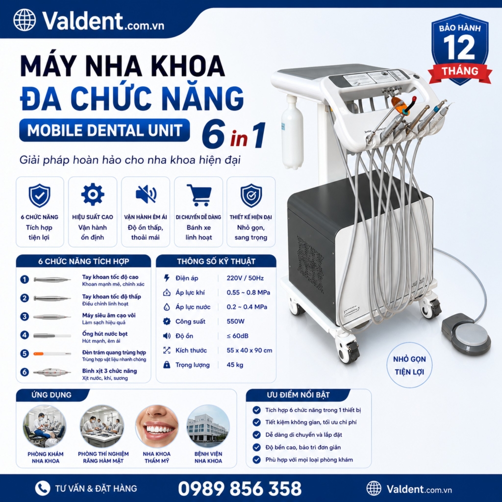 Máy nha khoa di động cao cấp-Mobile Dental Unit 6 in 1