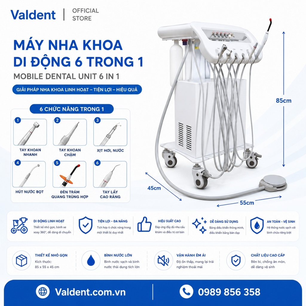 Máy nha khoa di động 6 trong 1 - Mobile dental Unit 6 in 1