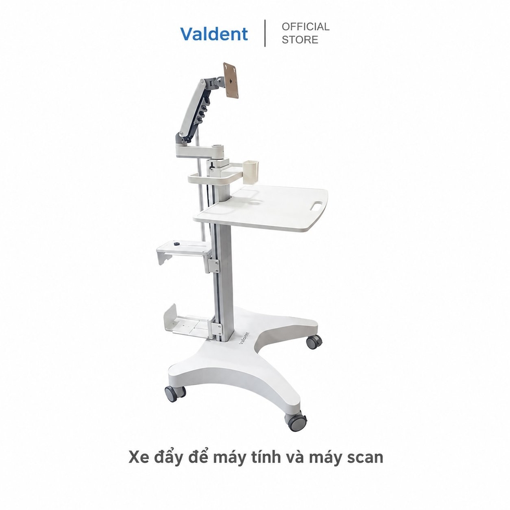 Xe đẩy máy tính và máy scan răng nha khoa chuyên dụng