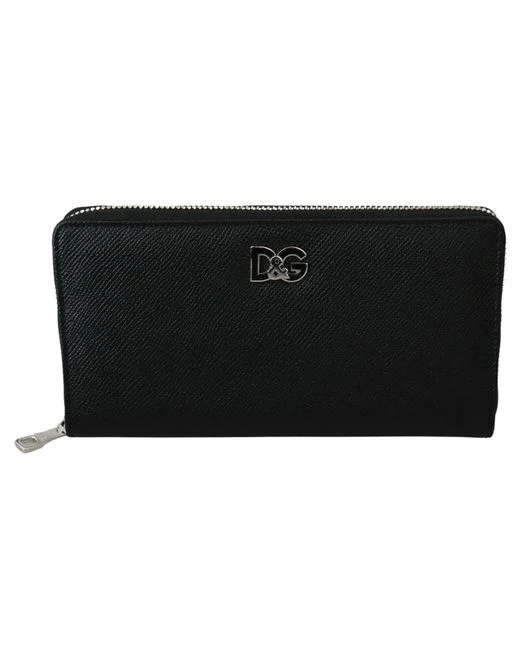 DOLCE & GABBANA Men's Black Dauphine Leather Continental Clutch Wallet Đông  Vũ Authentic