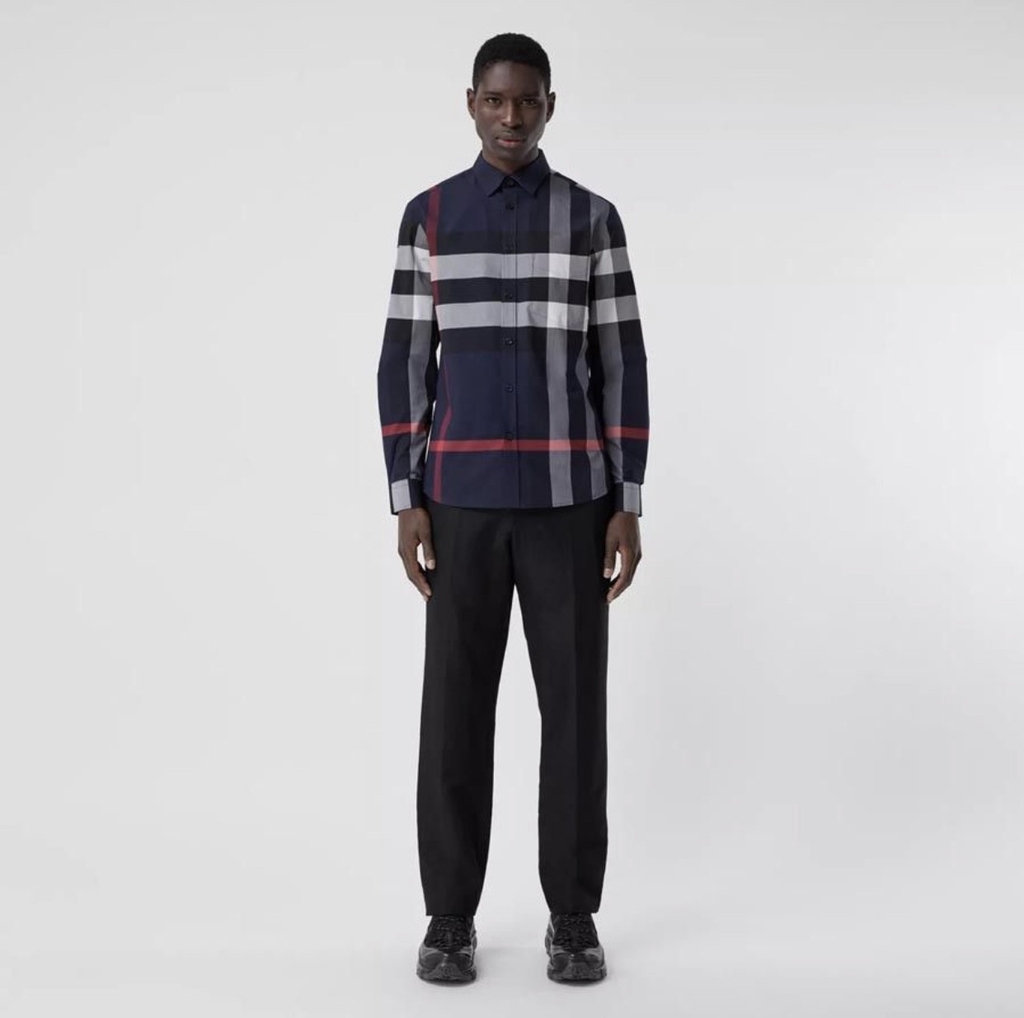 Burberry Check Stretch Cotton Poplin Shirt Đông Vũ Authentic