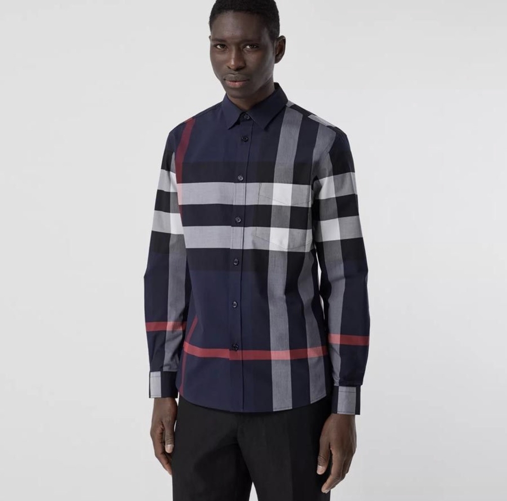 Burberry Check Stretch Cotton Poplin Shirt Đông Vũ Authentic