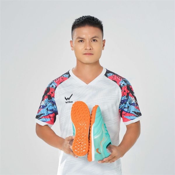 Giày Bóng Đá Wika QH19 Z-Vol Quang Hải xanh ngọc cam