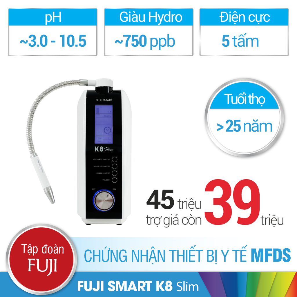 Máy lọc nước ion kiềm Fuji Smart K8 Slim