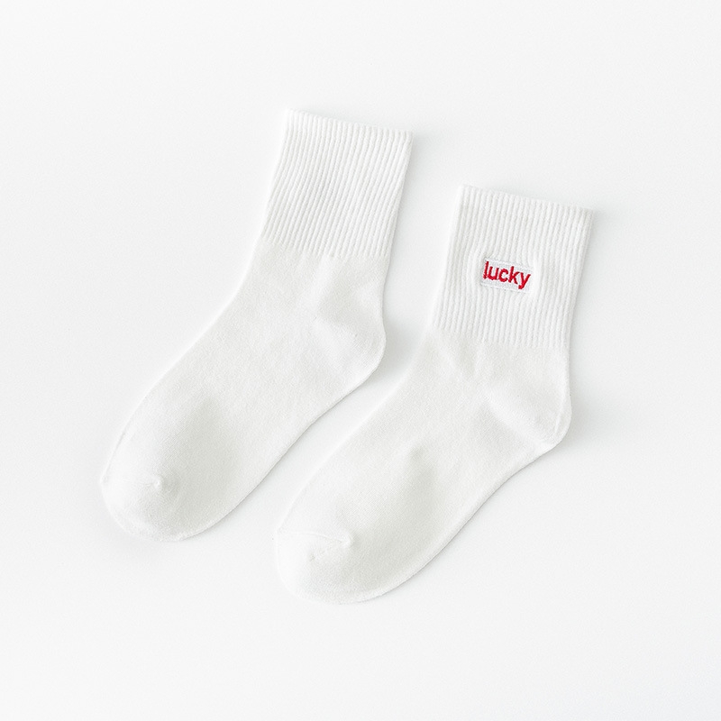 Tất trơn thêu chữ 4LUCKY - 1004