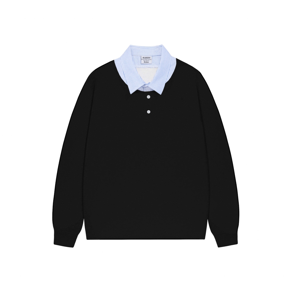 ÁO SWEATER PHỐI CỔ SƠ MI UNISEX - 6151