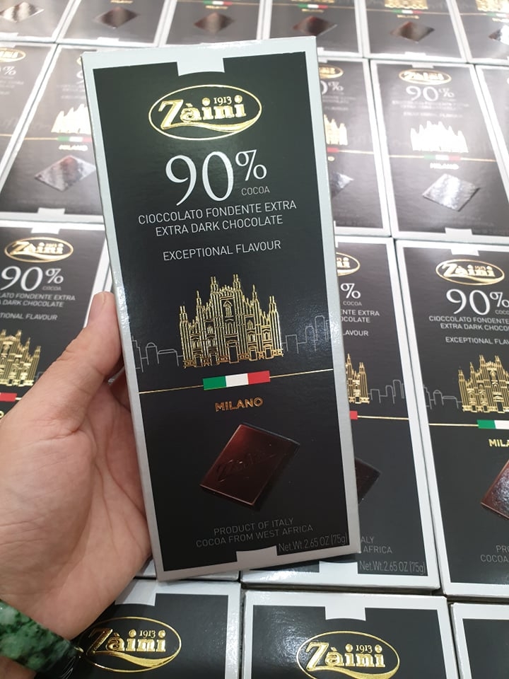 Socola Zaini Extra Dark 90% Cacao thanh 75gr