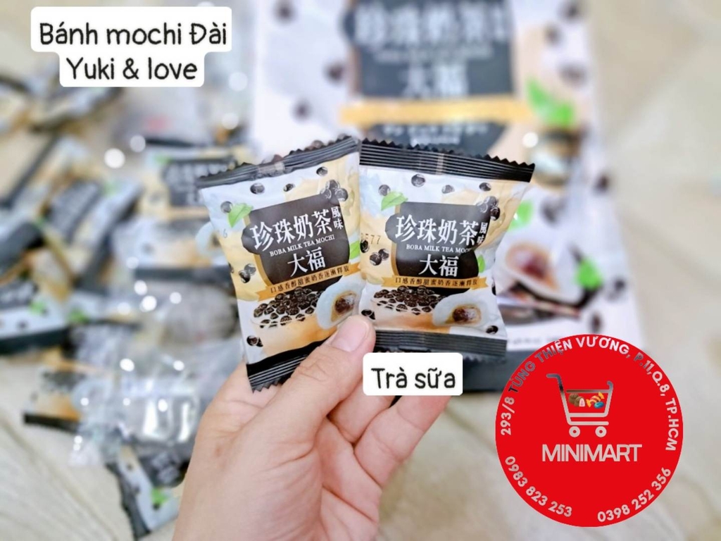 Bánh Mochi vị trà sữa trân châu Yuki & Love Boba Milk Tea Mochi TAIWAN 240g