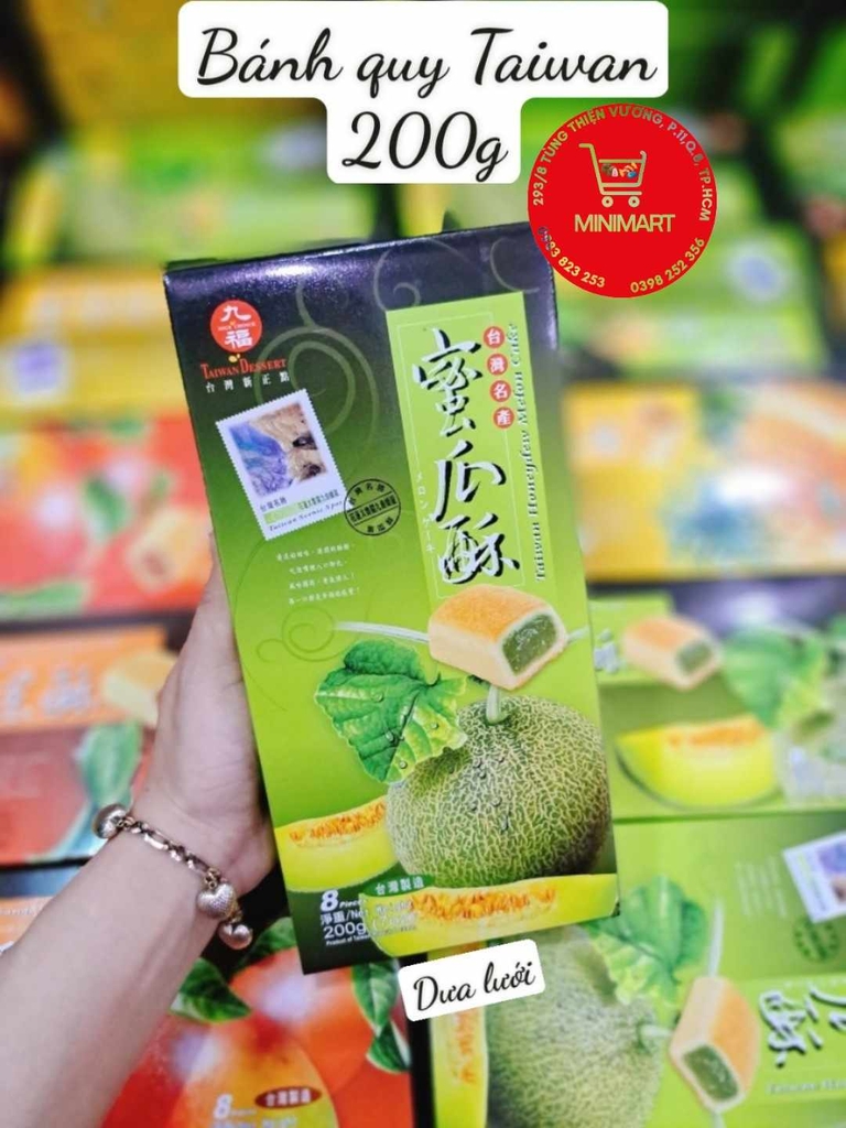 Bánh quy Taiwan Honeydew Melon Cake nhân Dưa lưới hộp 200gr (8 bánh)