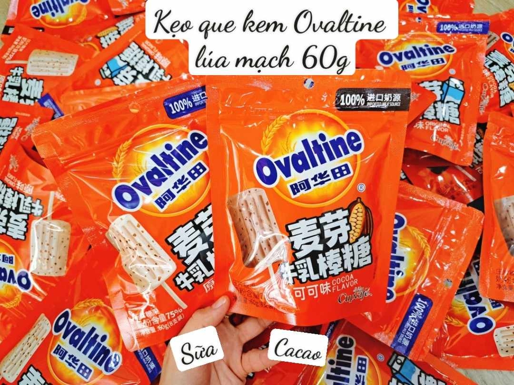 Kẹo que kem cacao lúa mạch Ovaltine 60g